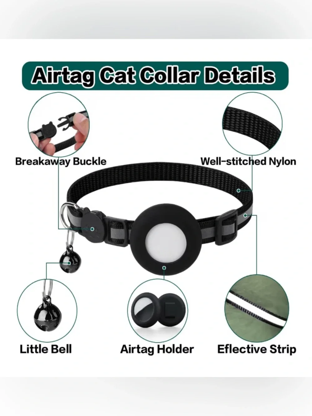 PET COLLAR W/ AIRTAG HOLDER (Purple)